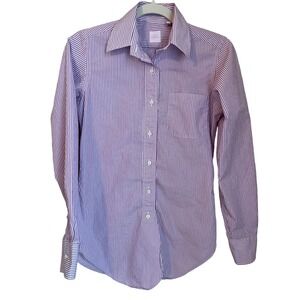 Ann Mashburn Size XS Boyfriend Shirt Purple White Stripe Cotton Made USA